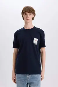 DeFacto 100% Cotton Regular Fit Crew Neck Printed Short Sleeve T-Shirt - Image 3