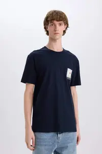 DeFacto 100% Cotton Regular Fit Crew Neck Printed Short Sleeve T-Shirt - Image 4