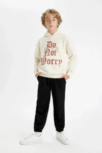 DeFacto Boy's Black Basic Plain Jogger Sweatpants with Pocket Elastic Waist - Image 2