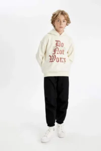 DeFacto Boy's Black Basic Plain Jogger Sweatpants with Pocket Elastic Waist - Image 3