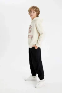DeFacto Boy's Black Basic Plain Jogger Sweatpants with Pocket Elastic Waist - Image 4