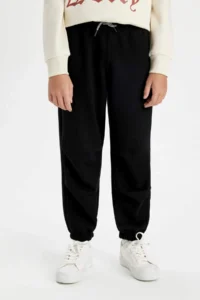 DeFacto Boy's Black Basic Plain Jogger Sweatpants with Pocket Elastic Waist - Image 5