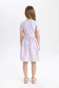 DeFacto Girl's Crew Neck Cotton Short Sleeve Dress - Image 5