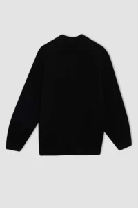 DeFacto Basic Plain Half Turtleneck Knitwear Zipper Cardigan Boy - Image 3