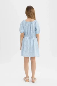 DeFacto Girl's Wrinkled Patterned Short Sleeve Dress - Image 6