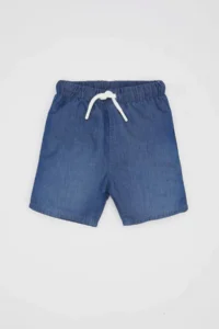 DeFacto Basic Flat Waist Lace-up Jean Shorts for Baby Boy - Image 3
