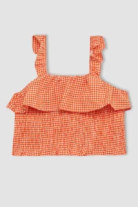 DeFacto Checkered Sleeveless Blouse Girls' - Image 3
