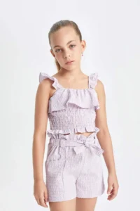 DeFacto Checkered Sleeveless Blouse Girls'
