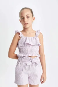 DeFacto Checkered Sleeveless Blouse Girls' - Image 4