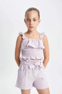 DeFacto Checkered Sleeveless Blouse Girls' - Image 5