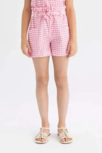 DeFacto Checkered Paperbag Shorts Girls' - Image 5