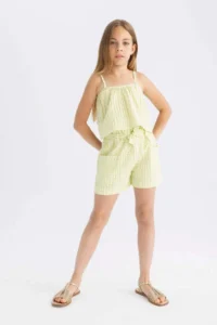 DeFacto Checkered Paperbag Shorts Girls'