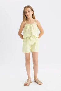 DeFacto Checkered Paperbag Shorts Girls' - Image 2