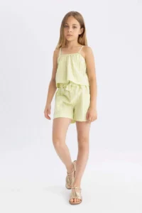 DeFacto Checkered Paperbag Shorts Girls' - Image 3