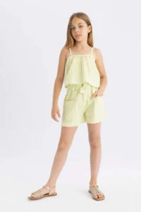 DeFacto Checkered Paperbag Shorts Girls' - Image 4