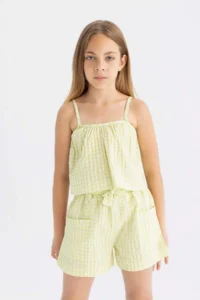 DeFacto Checkered Paperbag Shorts Girls' - Image 5
