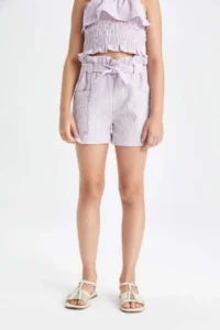 DeFacto Checkered Paperbag Shorts Girls' - Image 5
