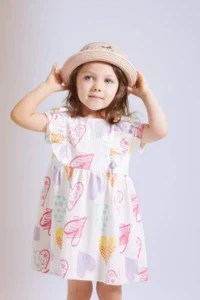 DeFacto Baby Girl Heart Patterned Short Sleeve Dress - Image 3