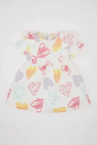 DeFacto Baby Girl Heart Patterned Short Sleeve Dress - Image 4