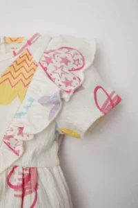 DeFacto Baby Girl Heart Patterned Short Sleeve Dress - Image 6