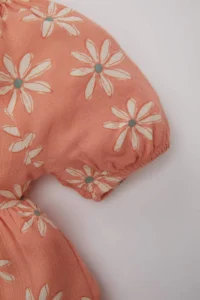 DeFacto Baby Girl Floral Short Sleeve Crinkle Viscose Dress - Image 3