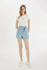 DeFacto Paperbag High Waist Jeans Shorts - Image 3