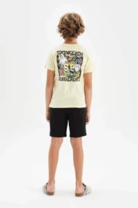 DeFacto Boy's SpongeBob Pajama Set Crew Neck Short Sleeve Top Shorts - Image 6
