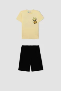 DeFacto Boy's SpongeBob Pajama Set Crew Neck Short Sleeve Top Shorts - Image 7