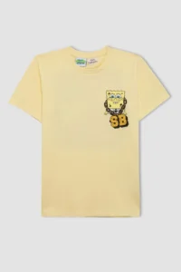 DeFacto Boy's SpongeBob Pajama Set Crew Neck Short Sleeve Top Shorts - Image 8