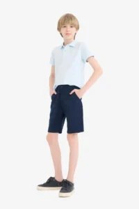 DeFacto Boy's Basic Plain Gabardine Shorts with Pockets - Image 4