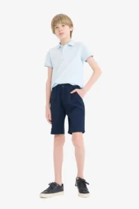 DeFacto Boy's Basic Plain Gabardine Shorts with Pockets - Image 5