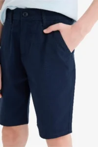 DeFacto Boy's Basic Plain Gabardine Shorts with Pockets - Image 7