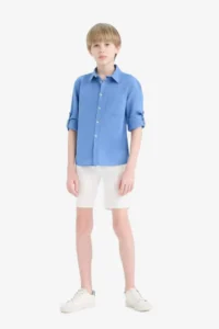 DeFacto Boy's Basic Plain Gabardine Shorts with Pockets - Image 5