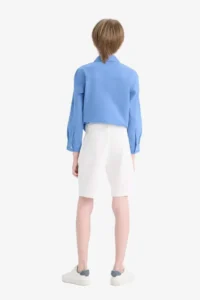 DeFacto Boy's Basic Plain Gabardine Shorts with Pockets - Image 7