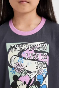 DeFacto Girl's Disney Mickey & Minnie Pajama Set Short Sleeve Top Shorts - Image 5