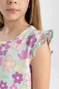 DeFacto Girls' Half Sleeve Floral Dress - Image 4