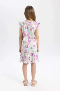 DeFacto Girls' Half Sleeve Floral Dress - Image 5