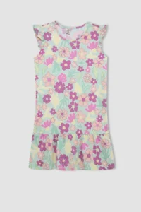 DeFacto Girls' Half Sleeve Floral Dress - Image 6