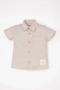 DeFacto Short Sleeve Basic Plain Shirt with Woven Label Baby Boy