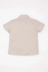 DeFacto Short Sleeve Basic Plain Shirt with Woven Label Baby Boy - Image 5