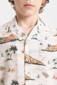 DeFacto Boy's Patterned Polo Neck Viscose Short Sleeve Shirt - Image 8