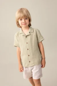 DeFacto Baby Boy Open Collar Muslin Short Sleeve Shirt
