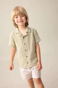 DeFacto Baby Boy Open Collar Muslin Short Sleeve Shirt - Image 3