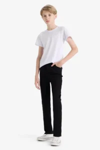 DeFacto School Slim Fit Slim Fit Straight Leg Black Boy Jean Trousers C3683A8/NM40