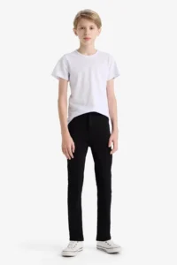 DeFacto School Slim Fit Slim Fit Straight Leg Black Boy Jean Trousers C3683A8/NM40 - Image 2