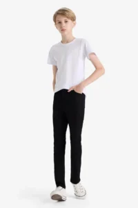 DeFacto School Slim Fit Slim Fit Straight Leg Black Boy Jean Trousers C3683A8/NM40 - Image 3