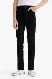 DeFacto School Slim Fit Slim Fit Straight Leg Black Boy Jean Trousers C3683A8/NM40 - Image 4