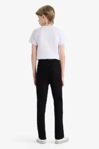 DeFacto School Slim Fit Slim Fit Straight Leg Black Boy Jean Trousers C3683A8/NM40 - Image 5