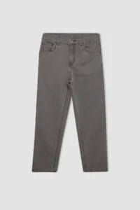 DeFacto Boy's Straight Fit Straight Leg Pocket Gray Basic Plain Jean Pants - Image 6