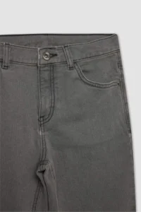 DeFacto Boy's Straight Fit Straight Leg Pocket Gray Basic Plain Jean Pants - Image 7